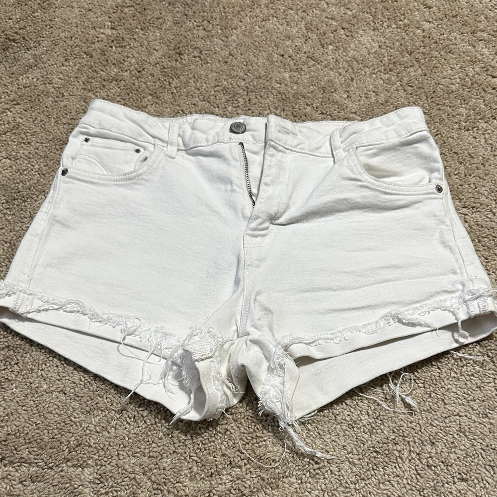 Zara Trafaluc White Denim Jean Shorts Size 6